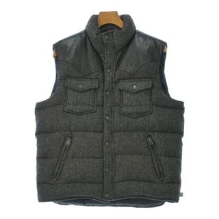 ペンフィールド(PEN FIELD)のPenfield ダウンジャケット/ダウンベスト S 黒xグレー(総柄) 【古着】【中古】(ダウンジャケット)