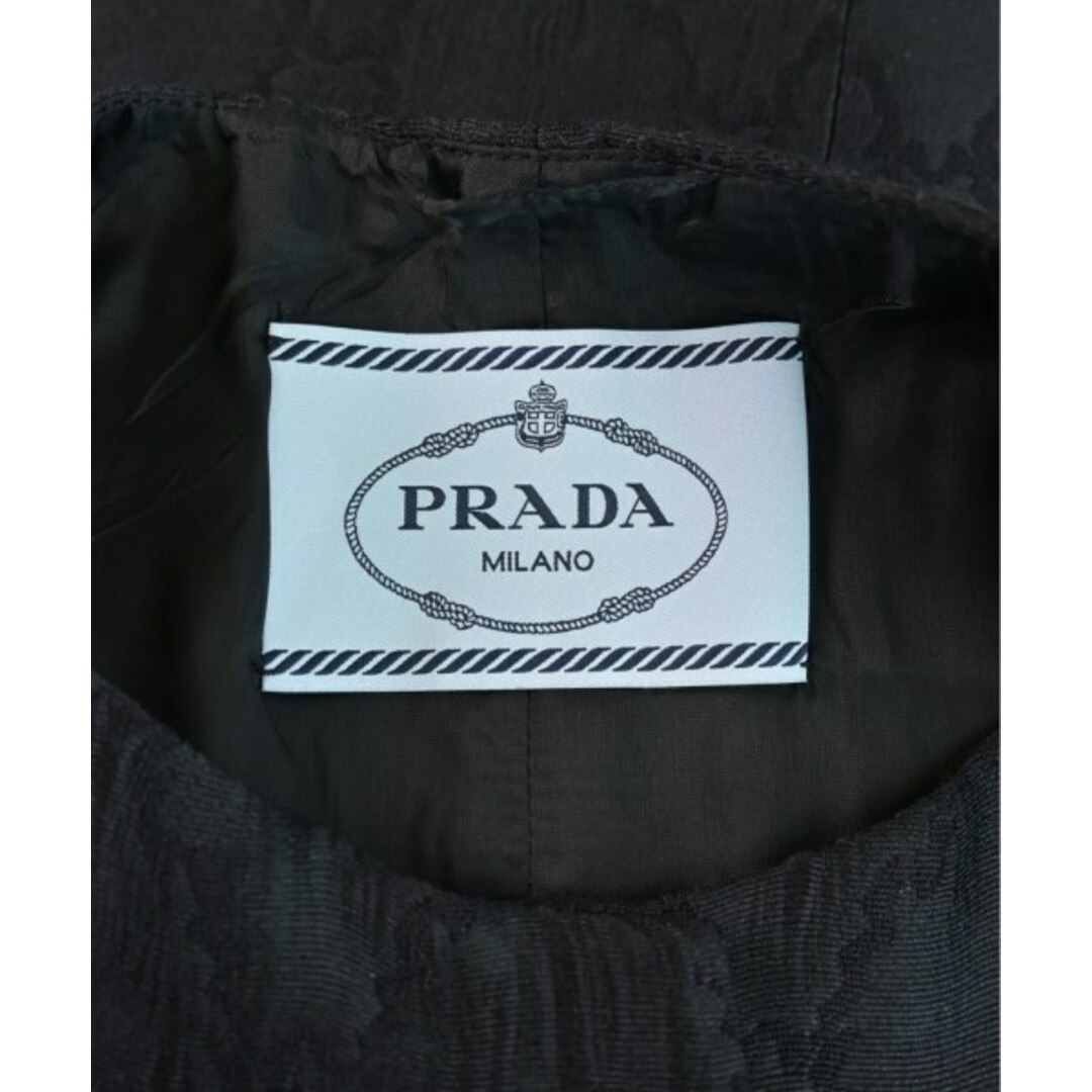 PRADA(プラダ)のPRADA プラダ ノーカラージャケット 36(XS位) 黒(総柄) 【古着】【中古】 レディースのジャケット/アウター(ノーカラージャケット)の商品写真