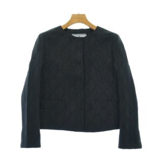 プラダ(PRADA)のPRADA プラダ ノーカラージャケット 36(XS位) 黒(総柄) 【古着】【中古】(ノーカラージャケット)