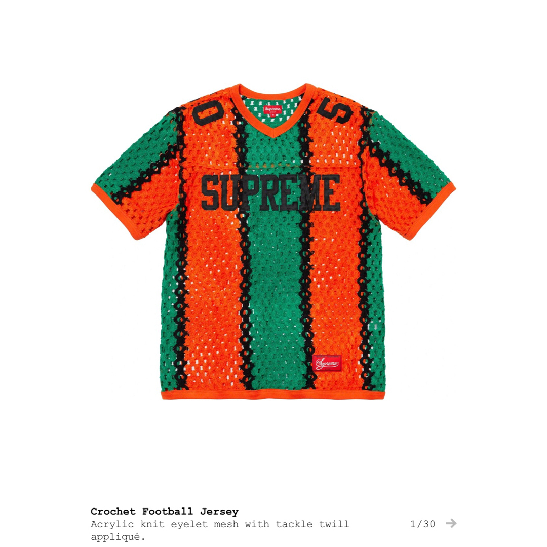 Supreme(シュプリーム)のSupreme Crochet Football Jersey "Orange" メンズのトップス(ジャージ)の商品写真