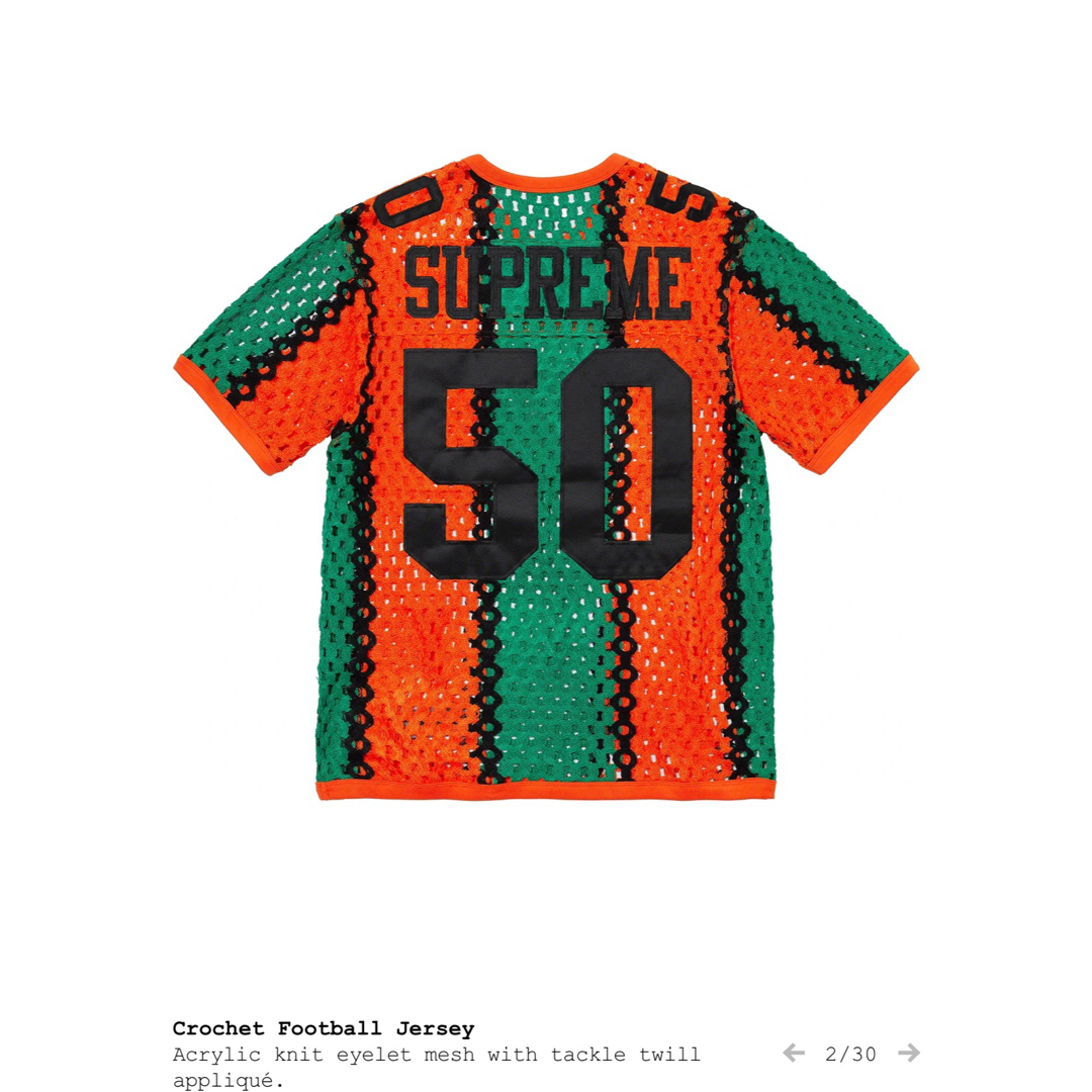 Supreme(シュプリーム)のSupreme Crochet Football Jersey "Orange" メンズのトップス(ジャージ)の商品写真