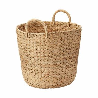 MUJI 無印良品 持ち手付ラウンドバスケット 大 直径45×高さ40cm ウォ(バスケット/かご)