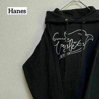 Hanes - Hanes ヘインズ パーカー フーディー 長袖 スクール ロゴ シンプル L