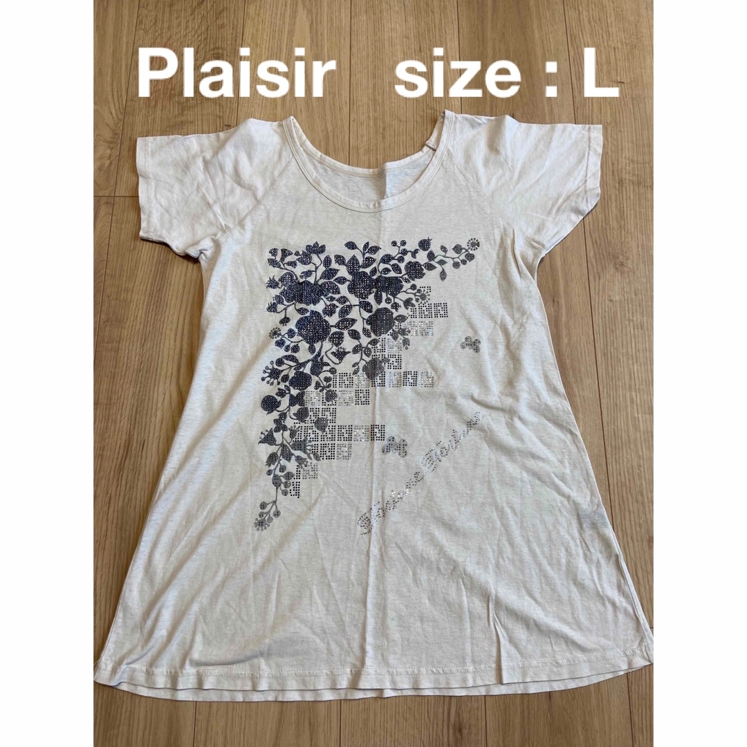 Plaisir プレジール　半袖Tシャツ　Lサイズ相当 レディースのトップス(Tシャツ(半袖/袖なし))の商品写真