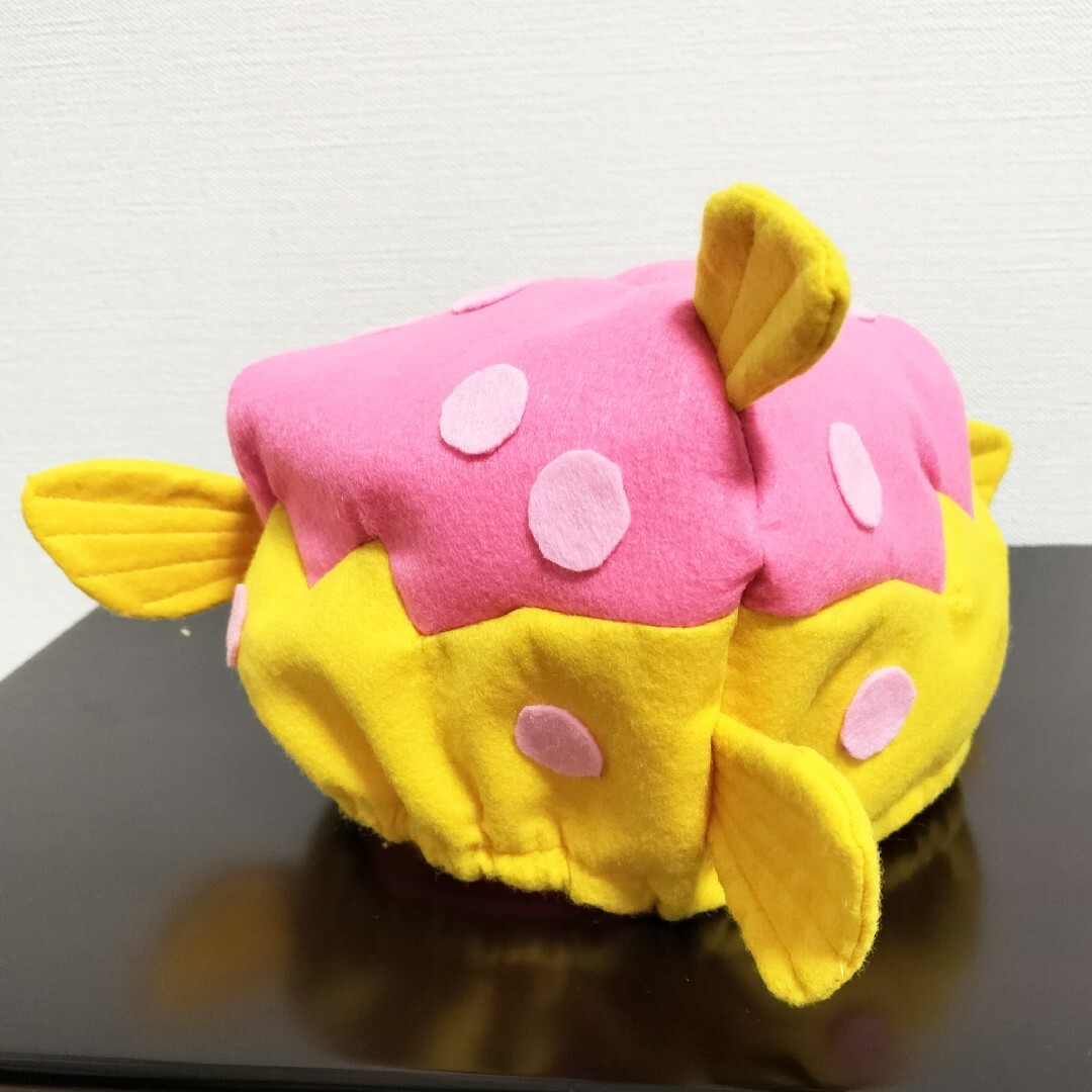 【即日発送】ハコフグの帽子（ピンク）　キッズサイズ　ハンドメイド　さかなクン エンタメ/ホビーのコスプレ(衣装)の商品写真