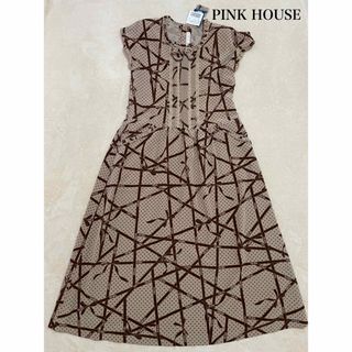 ピンクハウス(PINK HOUSE)のピンクハウス　PINK HOUSE レトロ　リボン柄ロングワンピース(ロングワンピース/マキシワンピース)