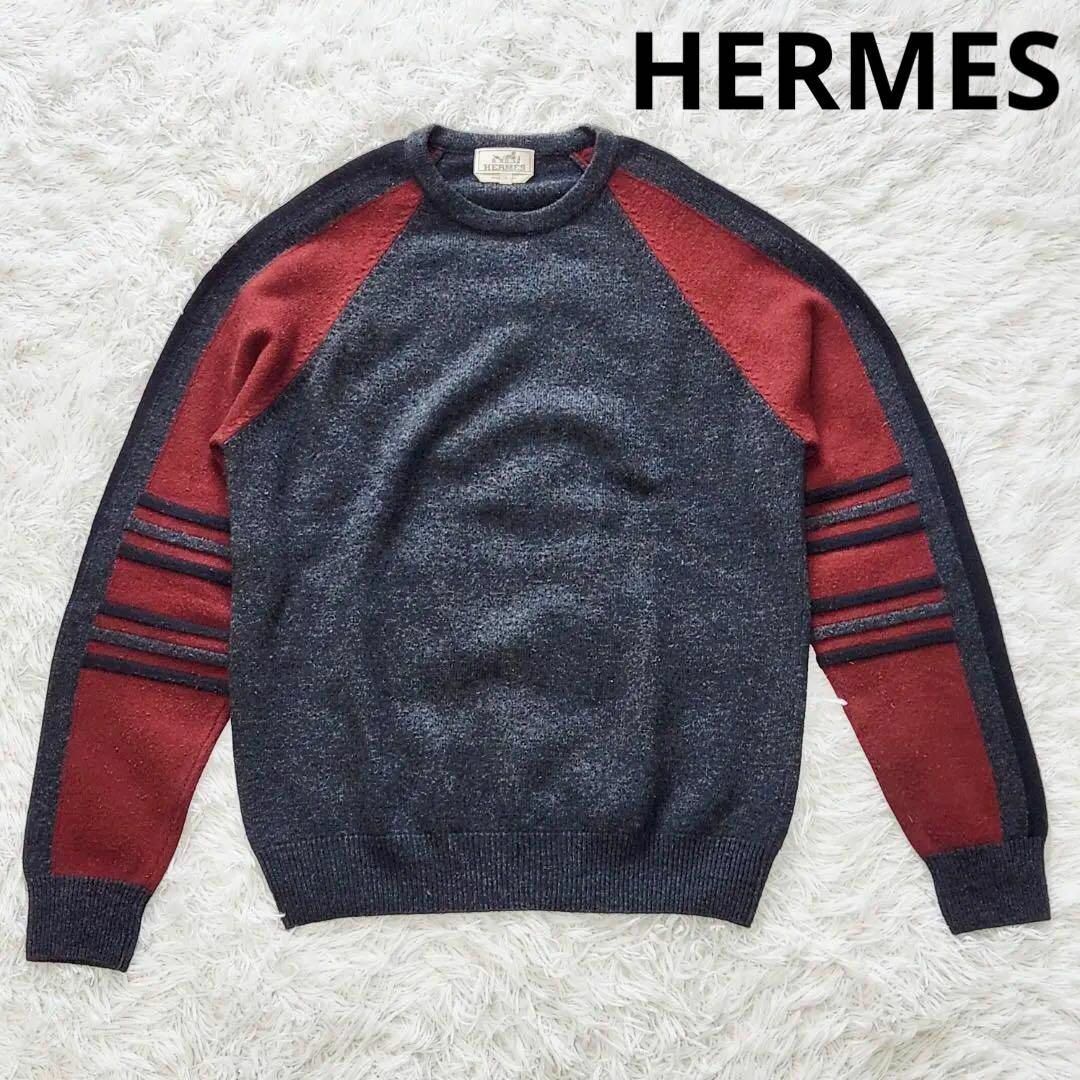 Hermes(エルメス)のエルメス ランウェイモデル セーター L カシミヤ 切替 男女兼用 ダークグレー メンズのトップス(ニット/セーター)の商品写真