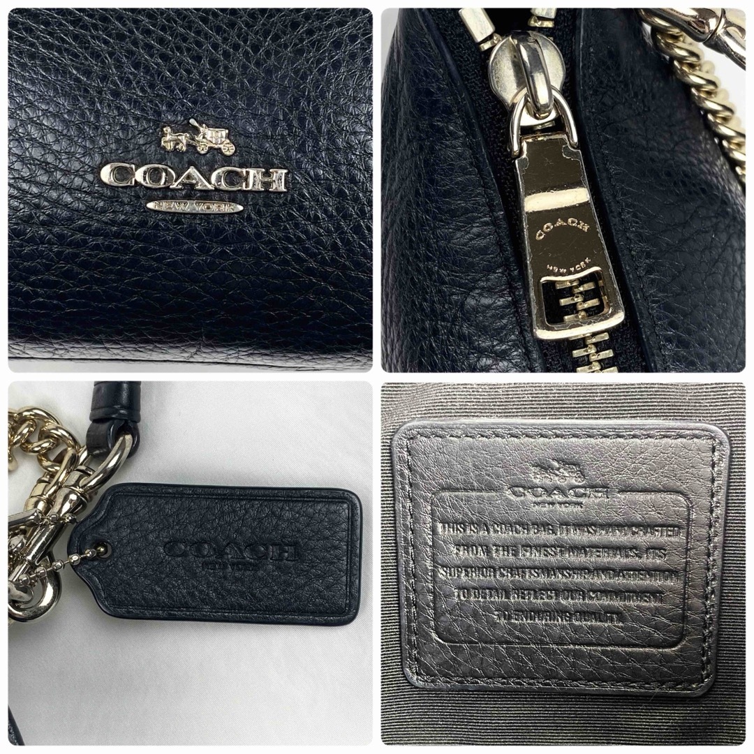 COACH(コーチ)のCOACH 2way ショルダーバッグ　チェーン　ネイビー　レザー　ゴールド金具 レディースのバッグ(ショルダーバッグ)の商品写真