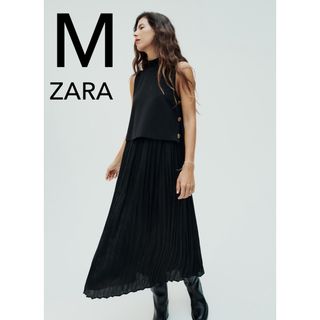 ザラ(ZARA)のZARA コンビ　ボタン　ミディワンピース　新品(ロングワンピース/マキシワンピース)