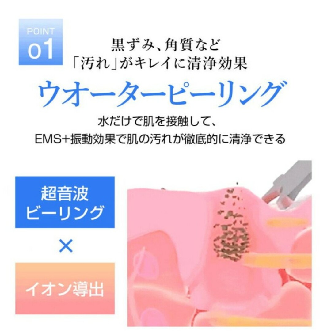 美顔器 超音波 イオン 毛穴ケア 温熱機能 防水黒ずみ ニキビ 角質 除去 美肌 コスメ/美容のコスメ/美容 その他(その他)の商品写真