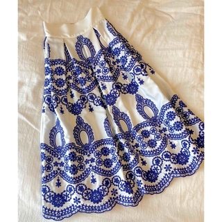 期間限定【美品】JENNE 刺繍スカート Sサイズ ブルー レアカラー 完売品(ロングスカート)