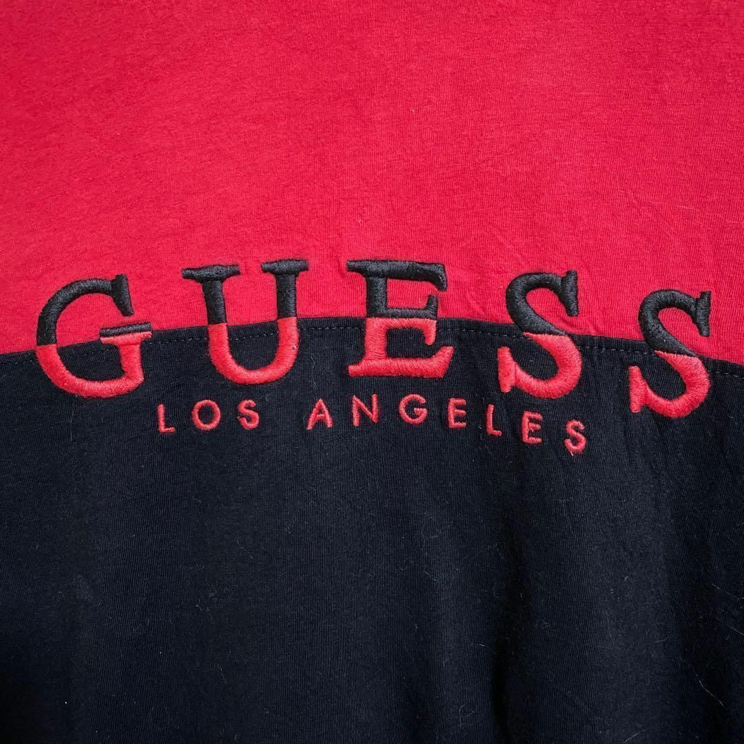 GUESS(ゲス)のGUESS メンズ 半袖 Tシャツ 赤 黒 ロゴ L USA古着 90s メンズのトップス(Tシャツ/カットソー(半袖/袖なし))の商品写真
