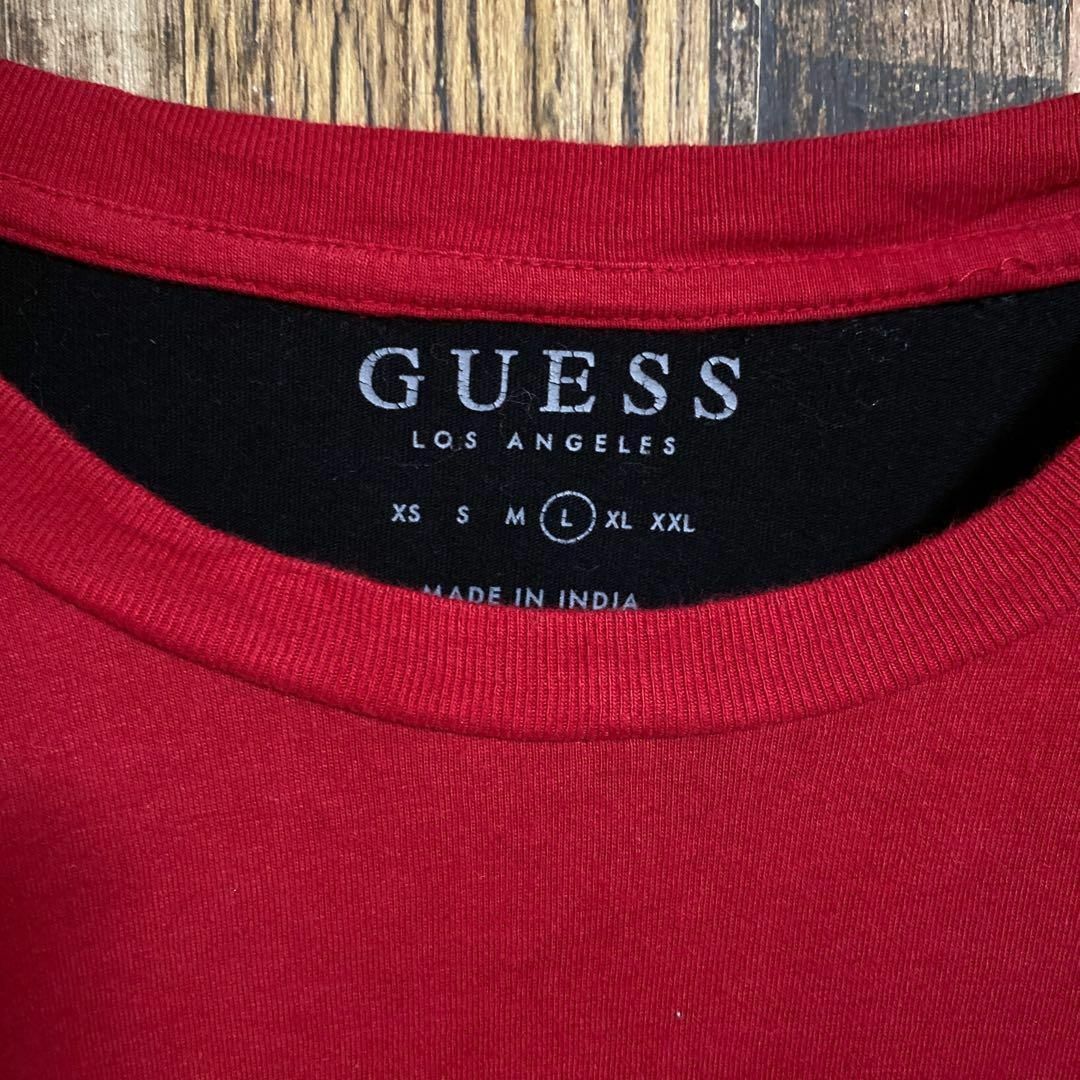 GUESS(ゲス)のGUESS メンズ 半袖 Tシャツ 赤 黒 ロゴ L USA古着 90s メンズのトップス(Tシャツ/カットソー(半袖/袖なし))の商品写真