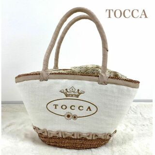 TOCCA - TOCCA かごバック ロゴ リボン ベージュ パンチングレース ホワイト 夏