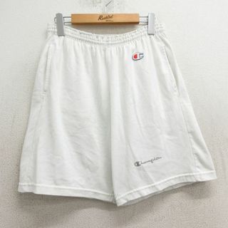 W31★古着 チャンピオン champion ショート イージー パンツ ショーツ メンズ 80年代 80s ワンポイントロゴ USA製 白 ホワイト 24apr22 中古 ボトムス 短パン ショーパン