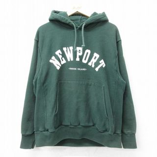 チャンピオン(Champion)のL★古着 長袖 チャンピオン Champion リバースウィーブ パーカー メンズ 00年代 00s ニューポート 緑 グリーン 24apr22 中古 スウェット スエット トレーナー トップス(パーカー)