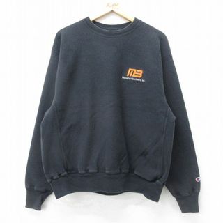 チャンピオン(Champion)のXL★古着 長袖 チャンピオン Champion リバースウィーブ メンズ 00年代 00s Manafort Brothers クルーネック 黒 ブラック 24apr22 中古 スウェット スエット トレーナー トップス(パーカー)