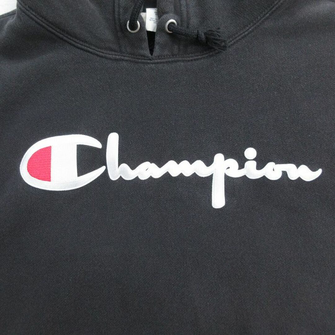 Champion(チャンピオン)のXL★古着 長袖 チャンピオン Champion リバースウィーブ パーカー メンズ ビッグロゴ 黒 ブラック 24apr22 中古 スウェット スエット トレーナー トップス メンズのトップス(パーカー)の商品写真