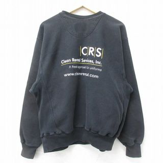 チャンピオン(Champion)のXL★古着 長袖 チャンピオン Champion リバースウィーブ メンズ 00年代 00s CRS クルーネック 黒 ブラック 24apr22 中古 スウェット スエット トレーナー トップス(パーカー)