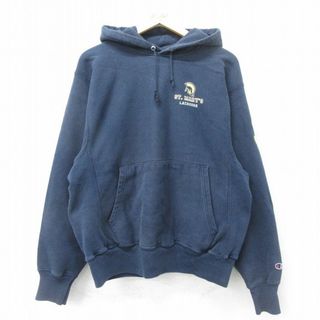 チャンピオン(Champion)のL★古着 長袖 チャンピオン Champion リバースウィーブ パーカー メンズ 00年代 00s ST.MARYS ラクロス 紺 ネイビー 24apr22 中古 スウェット スエット トレーナー トップス(パーカー)