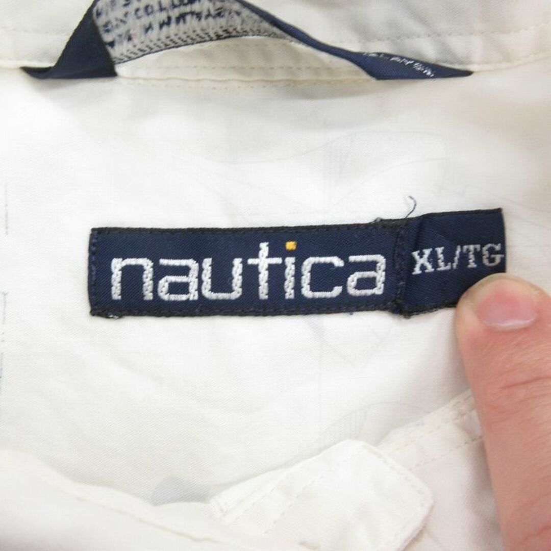 NAUTICA(ノーティカ)のXL★古着 ノーティカ NAUTICA 半袖 ブランド シャツ メンズ 90年代 90s 船 大きいサイズ ロング丈 コットン ボタンダウン 白 ホワイト 24apr22 中古 トップス メンズのトップス(シャツ)の商品写真