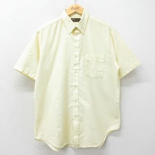 L★古着 半袖 シャツ メンズ 90年代 90s ボタンダウン USA製 薄黄 イエロー 24apr22 中古 トップス(シャツ)