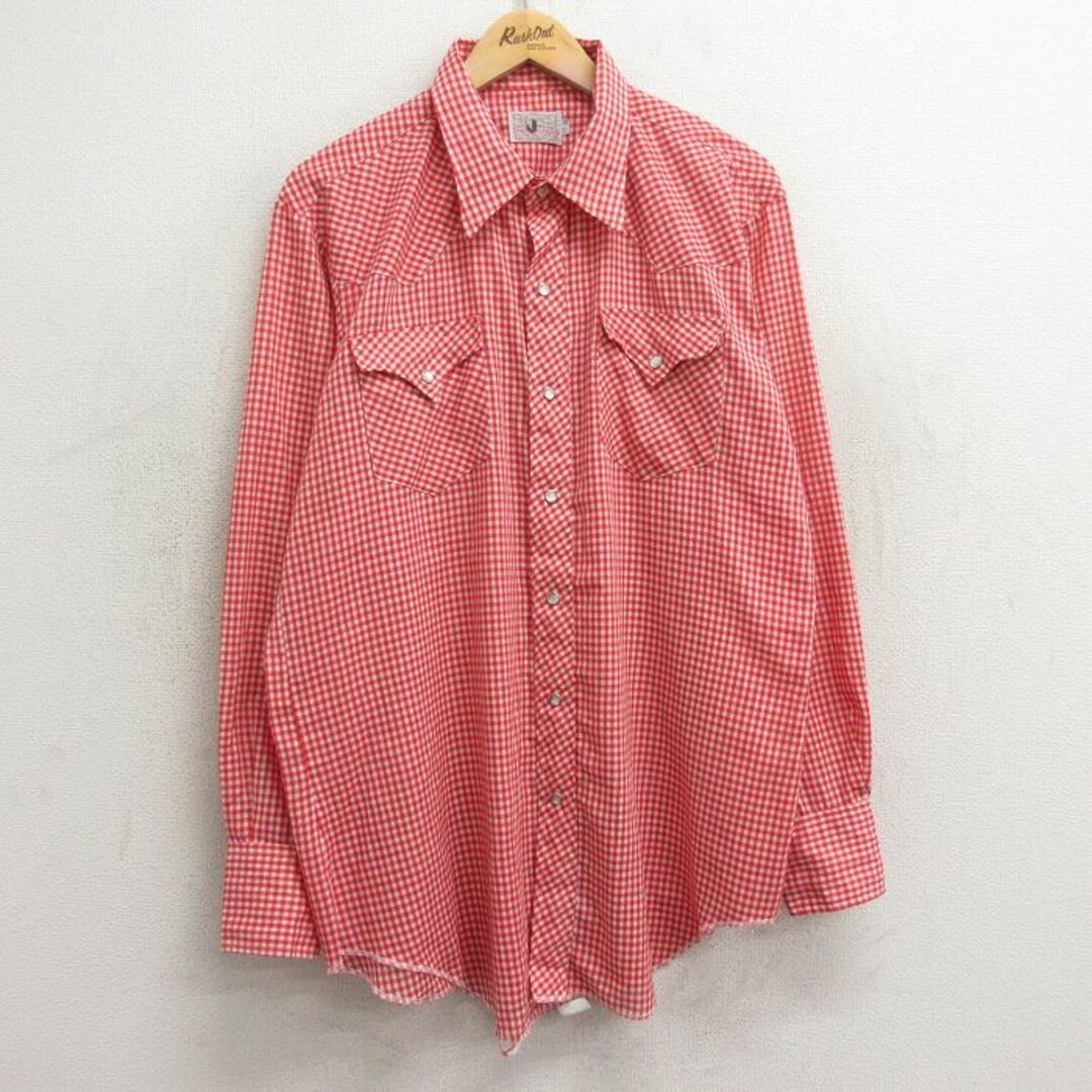 XL☆古着 H BAR C 長袖 ウエスタン シャツ メンズ 80年代 80s XL☆古着 H BAR C 長袖 ウエスタン シャツ メンズ 80年代 80s