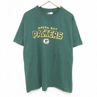 XL★古着 半袖 Tシャツ メンズ NFL グリーンベイパッカーズ クルーネック 緑 グリーン アメフト スーパーボウル 24apr22 中古(Tシャツ/カットソー(半袖/袖なし))