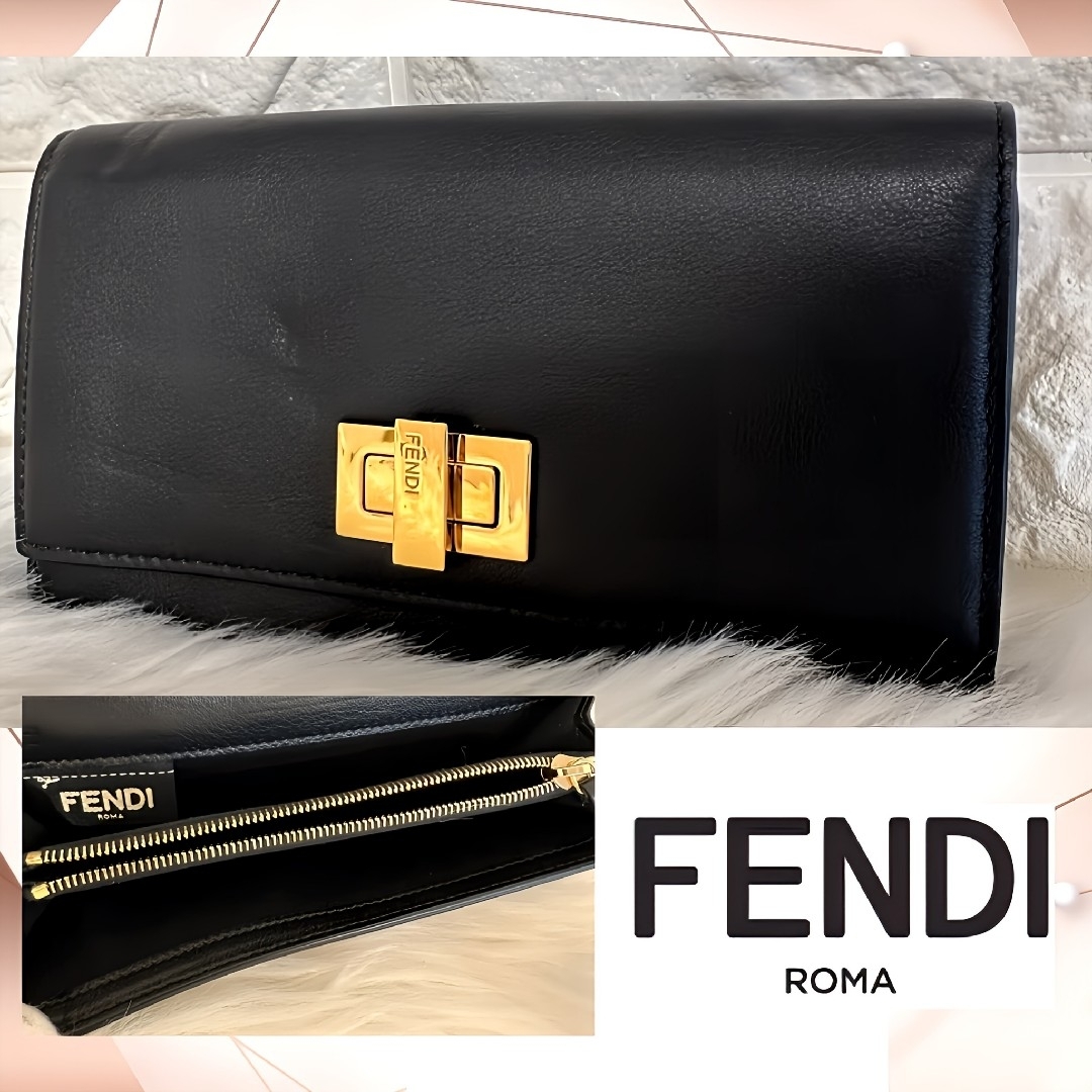 FENDI(フェンディ)のフェンディ ピーカブー コンチネンタルウォレット 長財布 ブラック ゴールド金具 レディースのファッション小物(財布)の商品写真