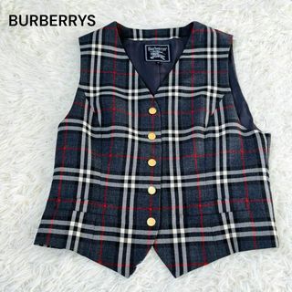 バーバリー(BURBERRY)のBURBERRYS バーバリーズ　金釦　チェック　ベスト　レディース　9号(ベスト/ジレ)