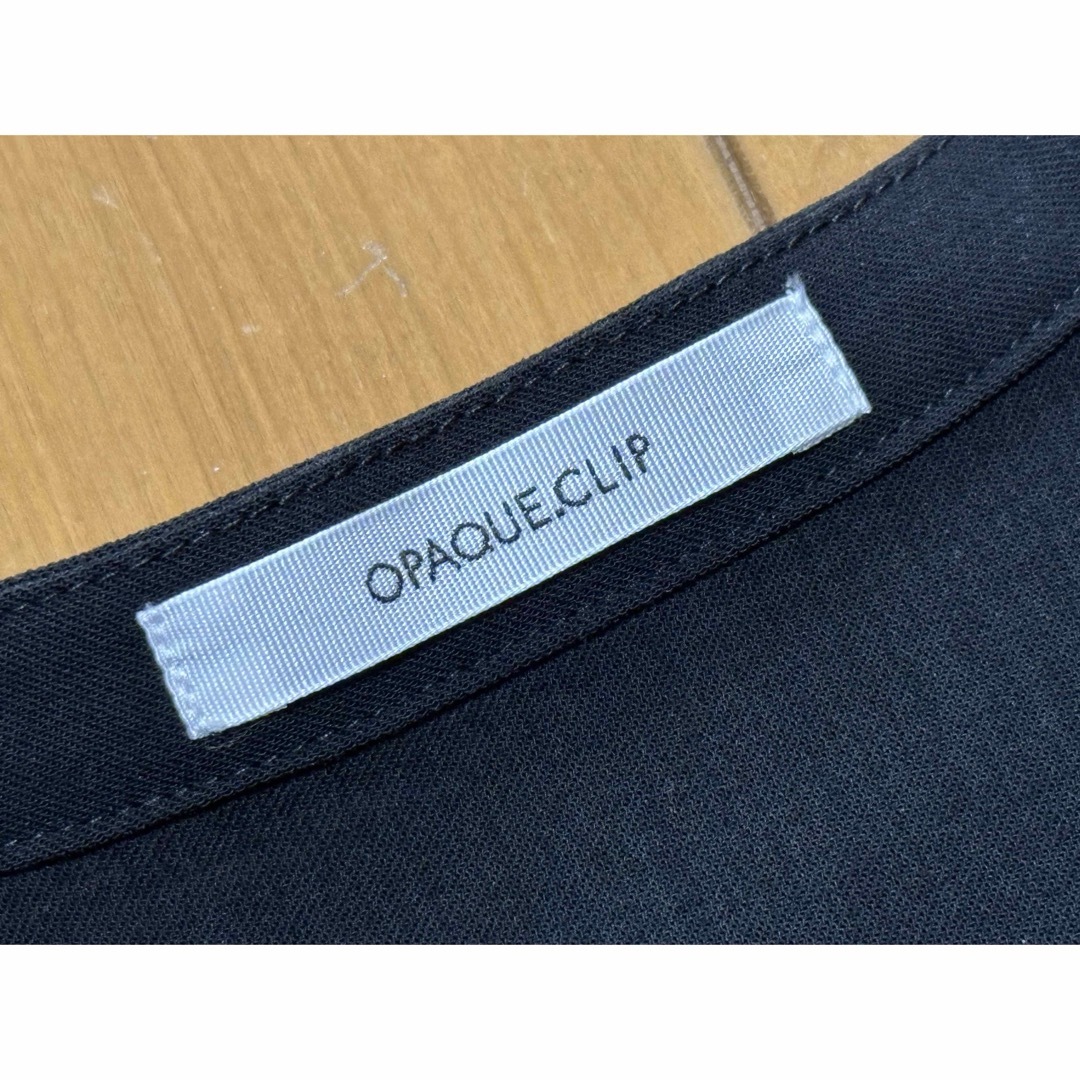 OPAQUE.CLIP(オペークドットクリップ)のウーリッシュドライストレッチ パールボタン スキッパーブラウス(L)(40)黒 レディースのトップス(カットソー(半袖/袖なし))の商品写真