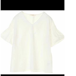 ショコラフィネローブ(chocol raffine robe)のタグ付き　chocol raffine robe 袖シャーリングブラウス　白(シャツ/ブラウス(長袖/七分))