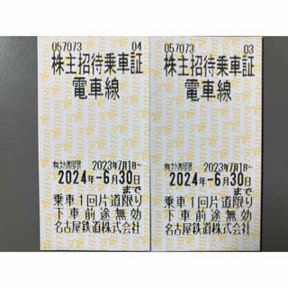 【2枚セット】名鉄 株主招待乗車証2024.6月末有効 名古屋鉄道 (鉄道乗車券)