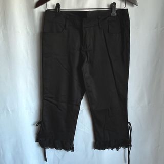 LOVE OTHER クロップドパンツ 裾レース M 黒 ブラック ストレッチ(クロップドパンツ)