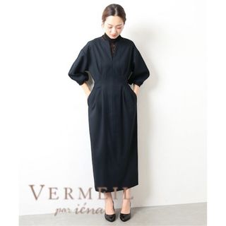 【極美品】VERMEIL par iena パフスリーブワンピース(ロングワンピース/マキシワンピース)