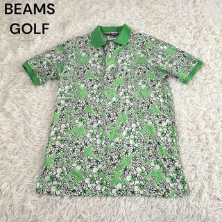ビームスゴルフ(BEAMSGOLF)のBEAMS GOLF 花柄　ポロシャツ　半袖　グリーン　M(その他)