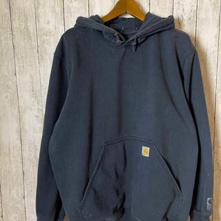 カーハート(carhartt)のカーハート　CARHARTT　サイズＬ　黒ブラックプルオーバーパーカー　古着(パーカー)