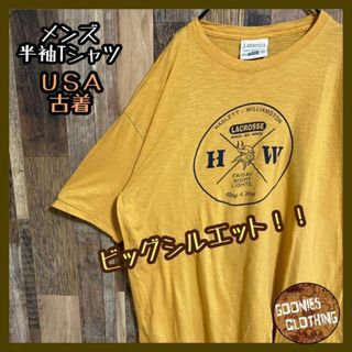 J.america Tシャツ ラクロス スポーツ イエロー メンズ USA古着(Tシャツ/カットソー(半袖/袖なし))