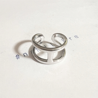 シルバーリング 925 銀 ワーク 幅広め オスモズ風 韓国 指輪 縦11mm①(リング(指輪))