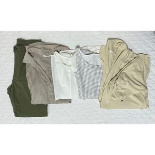 ナチュラルビューティーベーシック(NATURAL BEAUTY BASIC)のレディース　春夏服まとめ売り　5点セット　シンプル　無地　シャツ羽織りズボン(シャツ/ブラウス(半袖/袖なし))