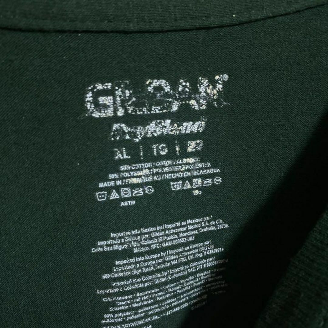 GILDAN(ギルタン)のギルダン Tシャツ US古着 半袖 ダークグリーン メンズ 深緑 XL プリント メンズのトップス(Tシャツ/カットソー(半袖/袖なし))の商品写真