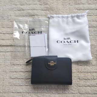 COACH - コーチ COACH 海外アウトレット ブラック 黒 財布 折りたたみ 2つ折り