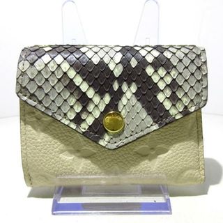 ルイヴィトン(LOUIS VUITTON)のLOUIS VUITTON(ルイヴィトン) 3つ折り財布 モノグラム・アンプラント美品  ポルトフォイユゾエ N96319 ダークブラウン×グレーベージュ×クリーム パイソンレザー×モノグラム･アンプラント レザー(財布)