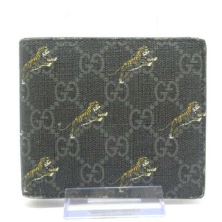 グッチ(Gucci)のGUCCI(グッチ) 2つ折り財布 GGスプリーム 575132 イエロー×白 タイガープリント PVC(塩化ビニール)×レザー(財布)