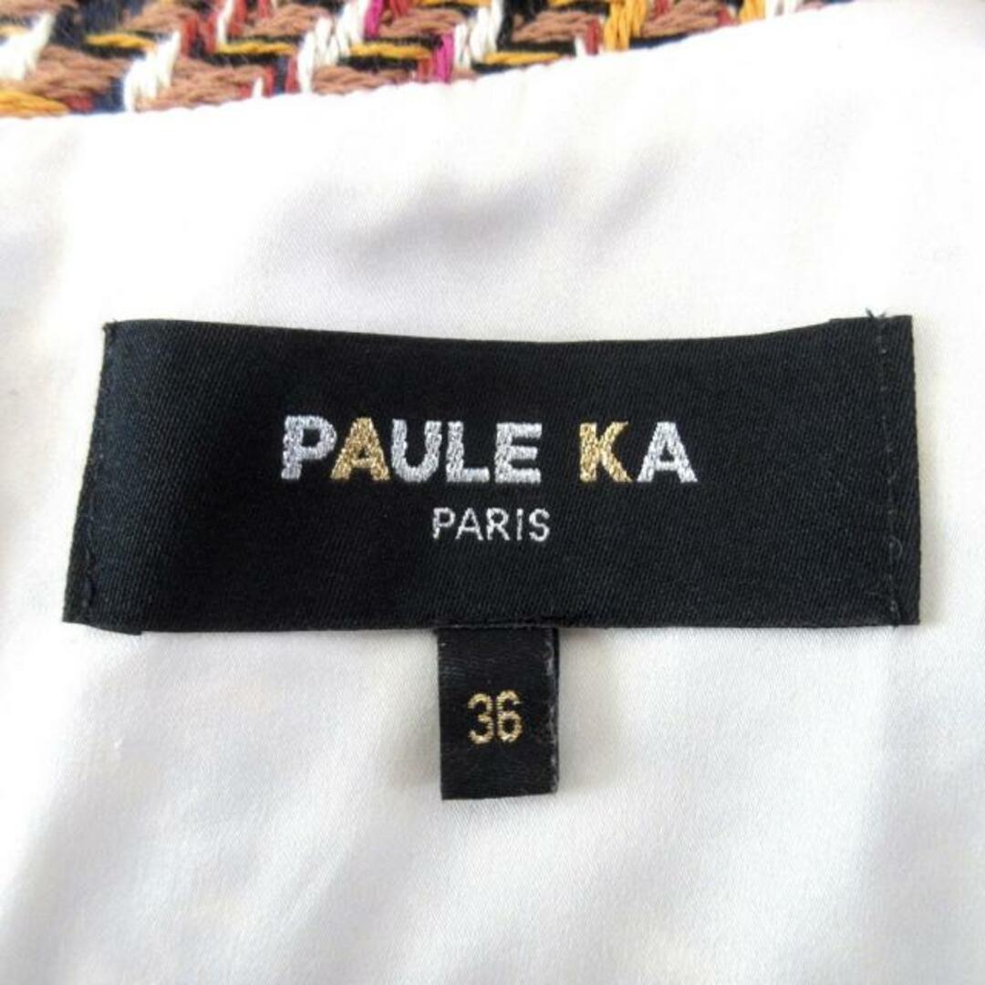 PAULE KA(ポールカ)のPAULEKA(ポールカ) ワンピース サイズ36 S レディース オレンジ×ブラウン×マルチ ツイード/フリンジ レディースのワンピース(その他)の商品写真