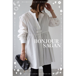 ボンジュールサガン(BONJOUR SAGAN)のBonjour Sagan スタンドカラーチュニックシャツ  ホワイト(シャツ/ブラウス(長袖/七分))