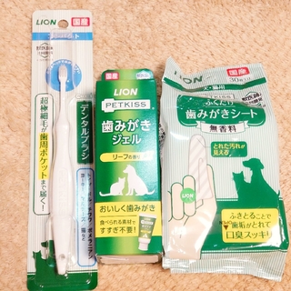 【全新品未開封/消毒済】LION PETKISS歯磨きセット