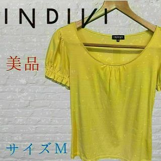 インディヴィ(INDIVI)の【美品】インディヴィ　半袖  38(M)サイズ　黄色　きれいめ　カジュアル(Tシャツ(半袖/袖なし))