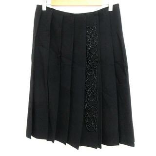 PRADA(プラダ) スカート サイズ40 M レディース - 黒 ひざ丈/ビーズ