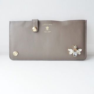 AccessoiresDeMademoiselle(ADMJ)(アクセソワ・ドゥ・マドモワゼル) 長財布 - グレーベージュ ビー(ハチ)/ビジュー レザー(財布)